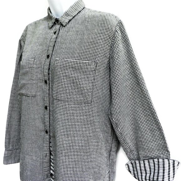 Madewell Oversized Boyshirt in Mini Gingham Check White Black Cotton S - Picture 3 of 9